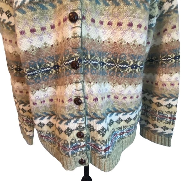 Vintage 90s Tiara International Ramie Cotton Fair Isle Sweater Sz Medium - Picture 6 of 9